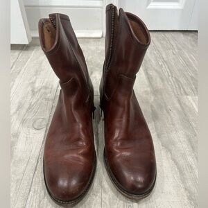 Frye Women's Melissa Button Short Boots in a dark brown